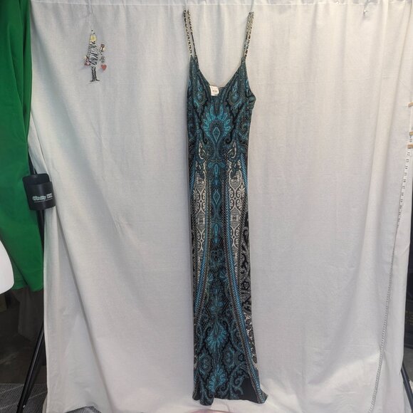 NWT Moa Moa Size Small Maxi Dress in Black and Teal - Picture 1 of 14
